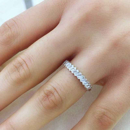 Sequential Baguette Stone Women's Silver Ring