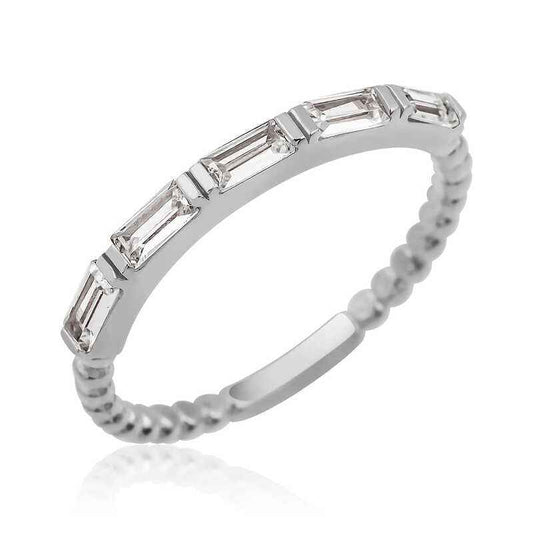 Sequential Baguette Stone Women's Silver Ring