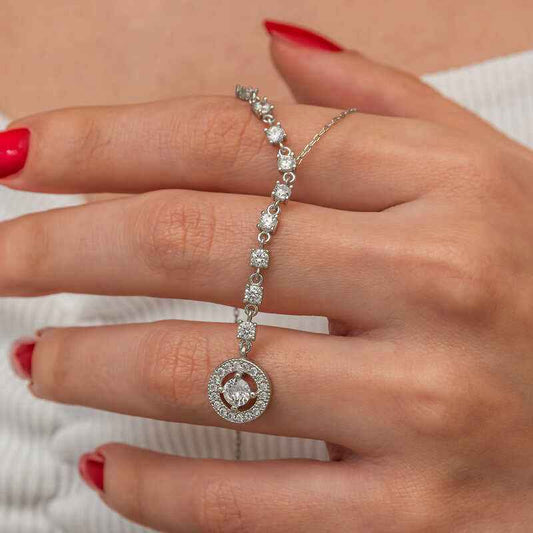 Sequential Zircon Stone Circle Women's Silver Necklace