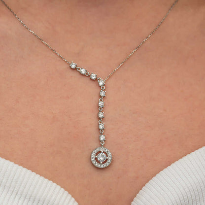 Sequential Zircon Stone Circle Women's Silver Necklace