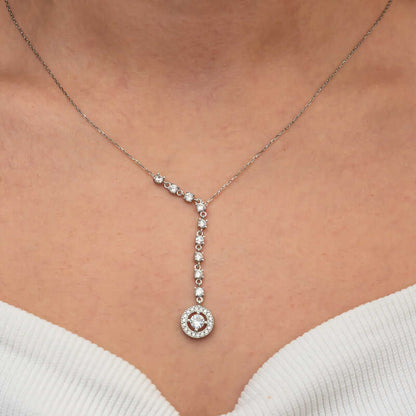 Sequential Zircon Stone Circle Women's Silver Necklace