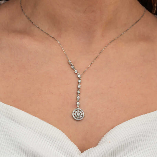 Sequentielle Zirkon Stein Blume Damen Silber Halskette