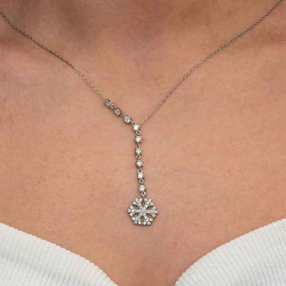 Sequential Zircon Stone Snowflake Women's Silver Pendant