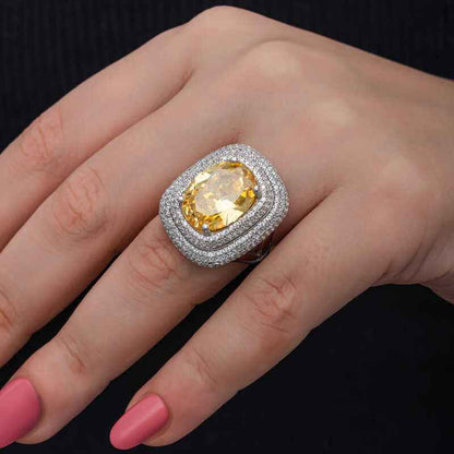 Citrine Stone Women's Silver Ring