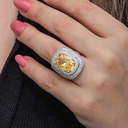Citrine Stone Women's Silver Ring