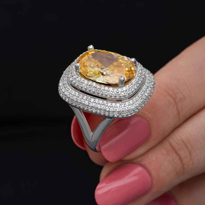 Citrine Stone Women's Silver Ring
