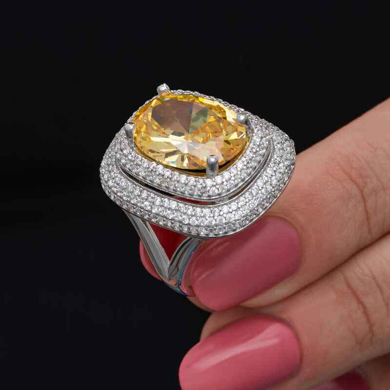 Citrine Stone Women's Silver Ring