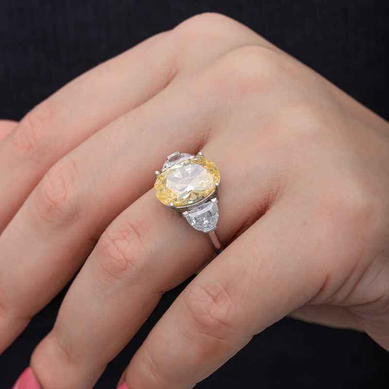 Citrine Zircon Stone Women's Silver Ring