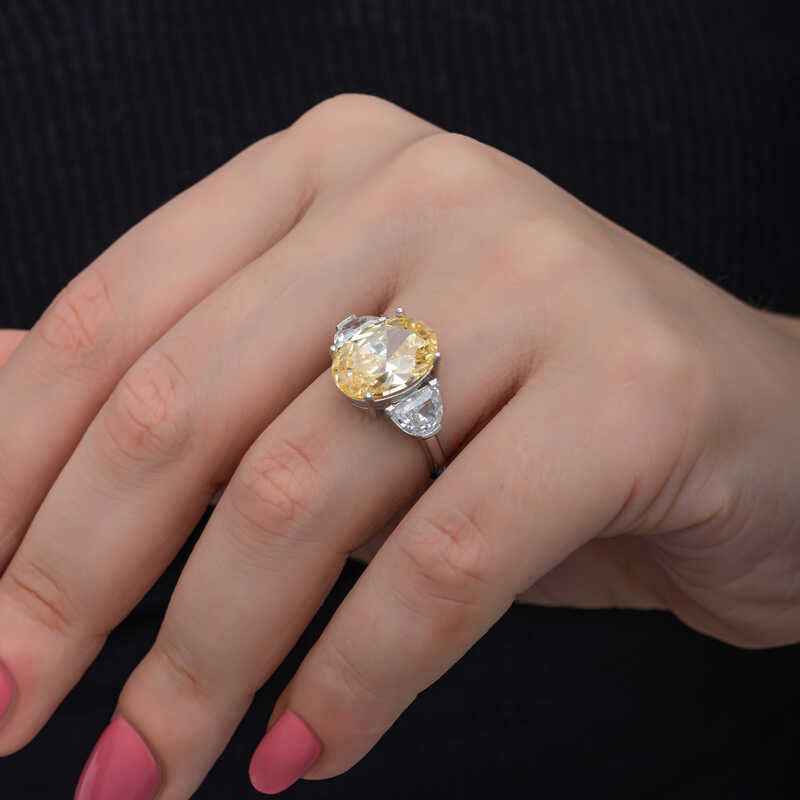 Citrine Zircon Stone Women's Silver Ring