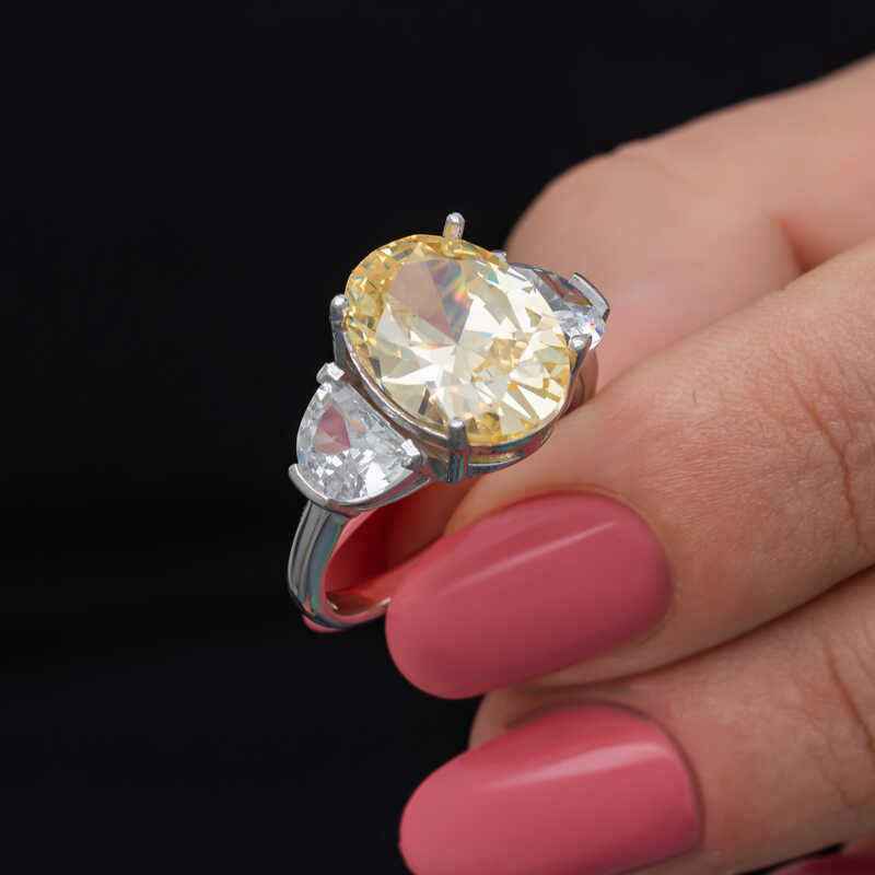 Citrine Zircon Stone Women's Silver Ring