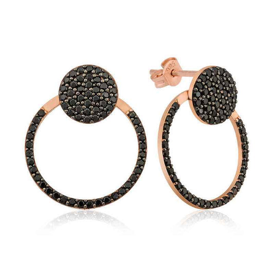 Black Hoop Silver Earrings