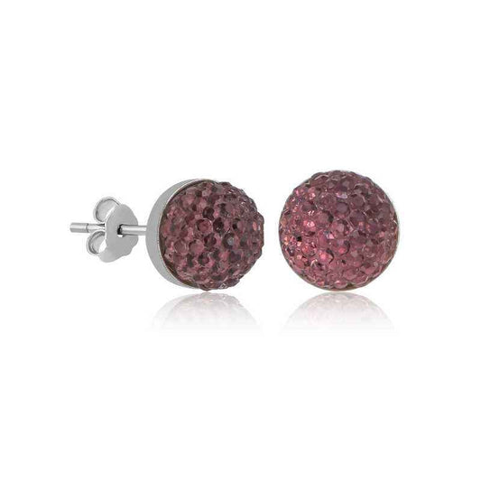 Crystal Stud Women's Silver Earrings