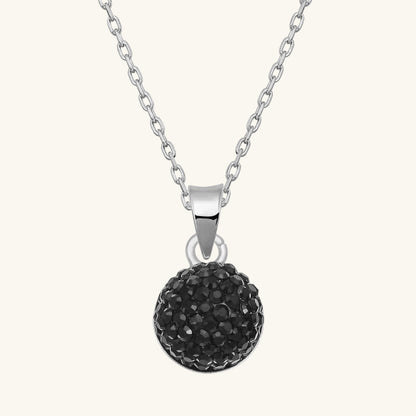 Schwarze Kristallstein Damen Silber Halskette