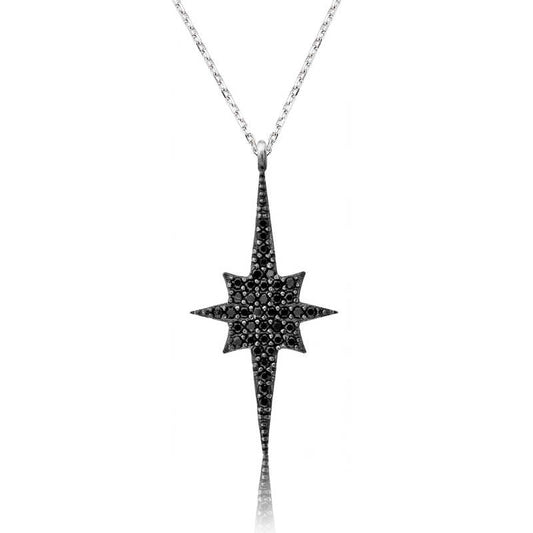 Black Polaris Star Women's Silver Necklace