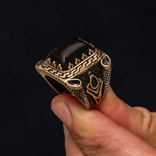 Black Onyx Stone Men's Silver Ring