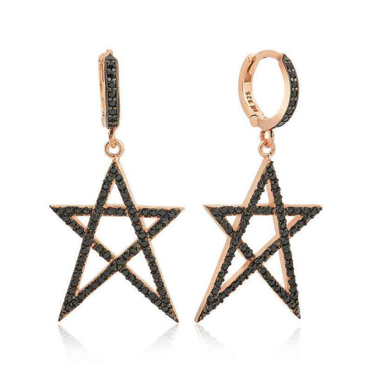 Black Star Women's Rose Plated Silver Earrings