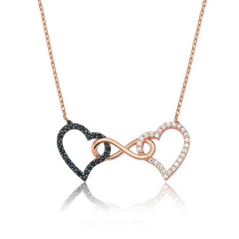 Infinity Two Hearts Women's Silver Necklace