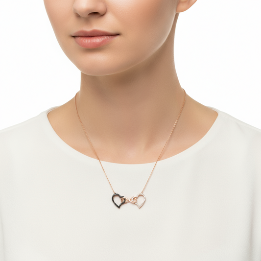 Infinity Two Hearts Women's Silver Necklace