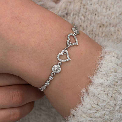 Infinity Two Hearts Women's Silver Bracelet