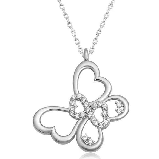 Infinity Butterfly Women's Silver Necklace