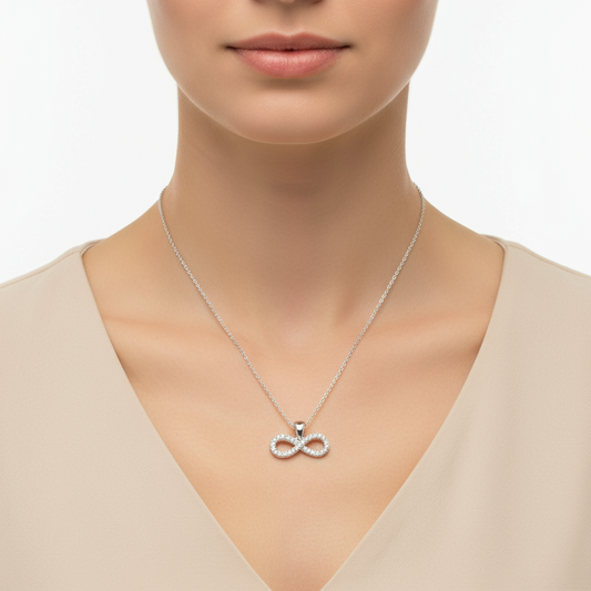 White Stone Infinity Women's Silver Necklace