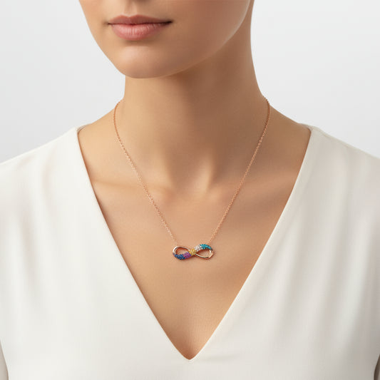 Rose Gold Plated Infinity Women's Silver Necklace