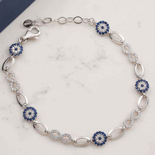 Infinity Evil Eye Women's Silver Bracelet