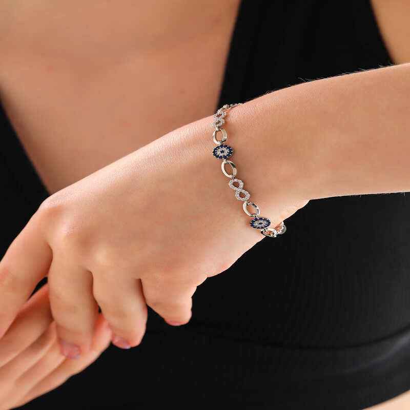 Infinity Evil Eye Women's Silver Bracelet