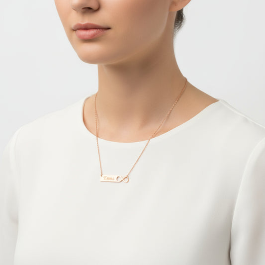Infinity Plate Name Necklace in Silver