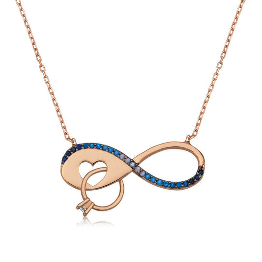 Collier avec pendentif en pierre unique en argent et infini
