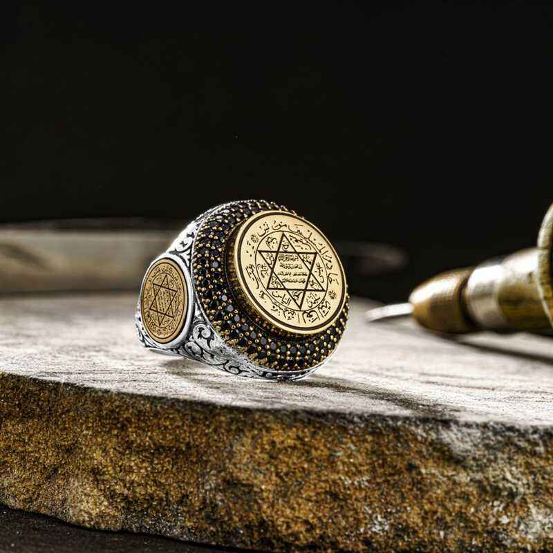 Silver Seal of Solomon Men's Ring