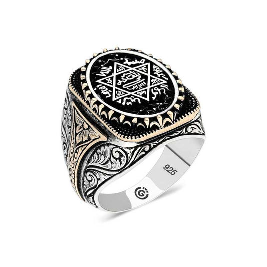 Oval Seal of Solomon Men's Silver Ring