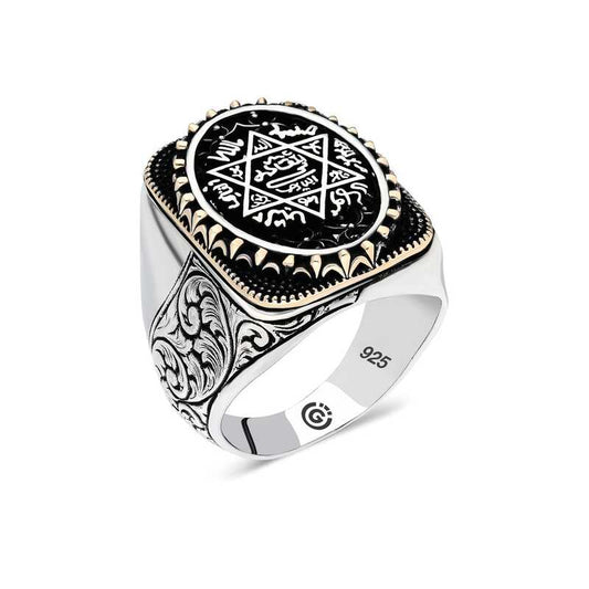 Oval Seal of Solomon Men's Silver Ring