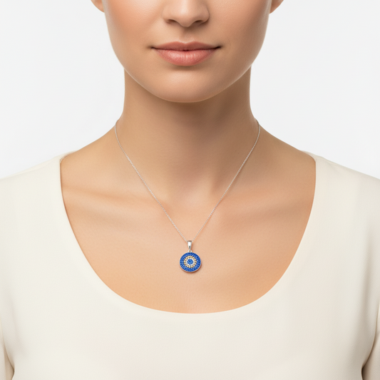Women's Silver Evil Eye Necklace