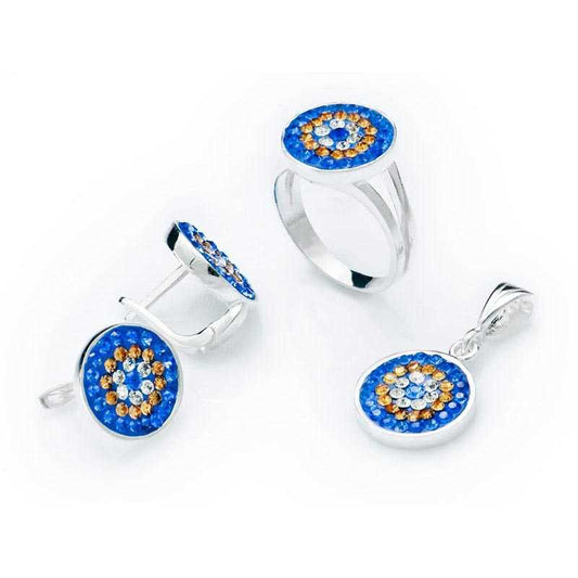 Parure ronde en argent pour femme avec mauvais œil