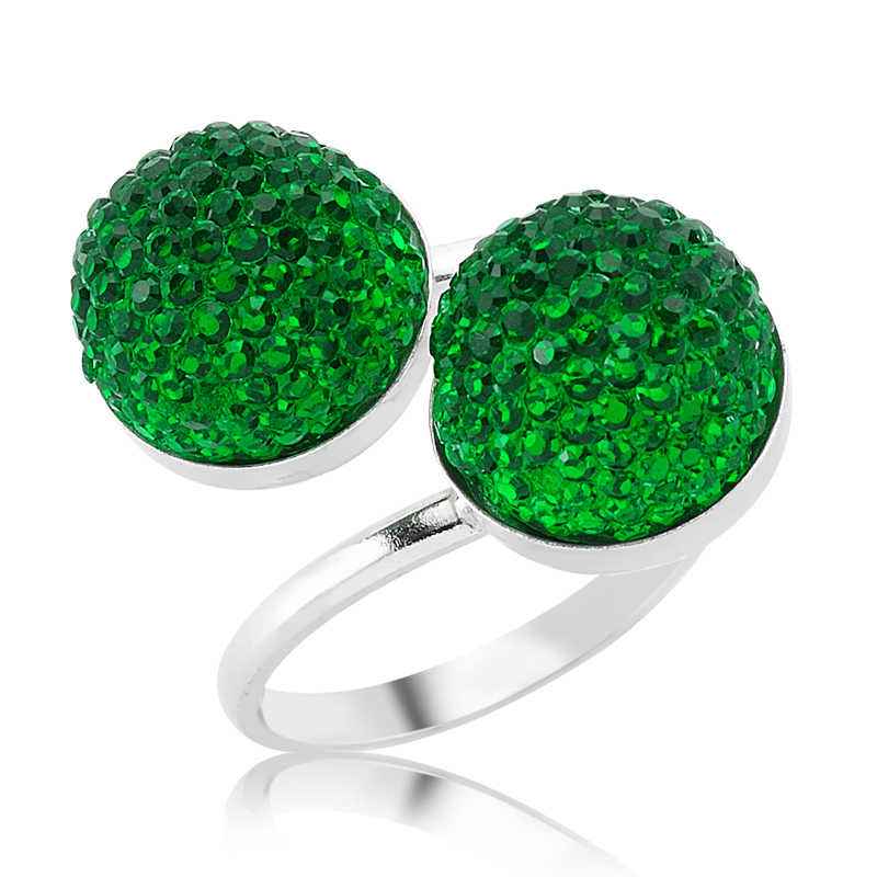 Crystal Stone Women's Adjustable Silver Ring
