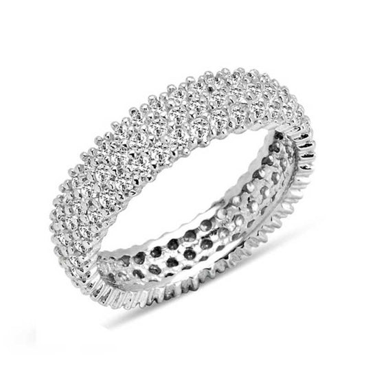 Alliance blanche en argent à 3 rangs pour femme