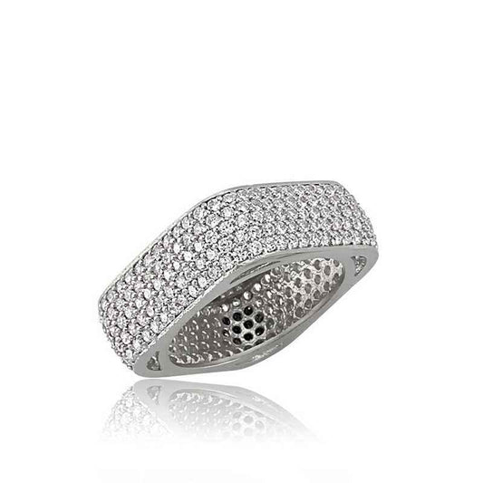 5-Row Square Full Band Women's Silver Ring