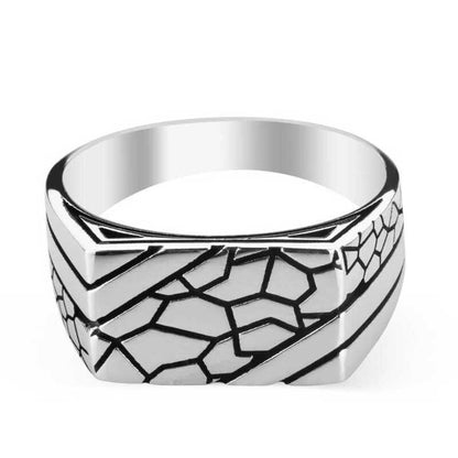 Bague en argent pour homme avec motif de pierre