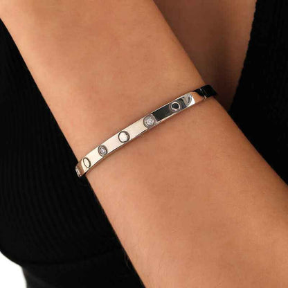 Stone Thread Women's Silver Bangle