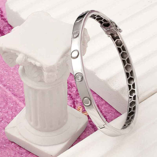 Stone Thread Women's Silver Bangle