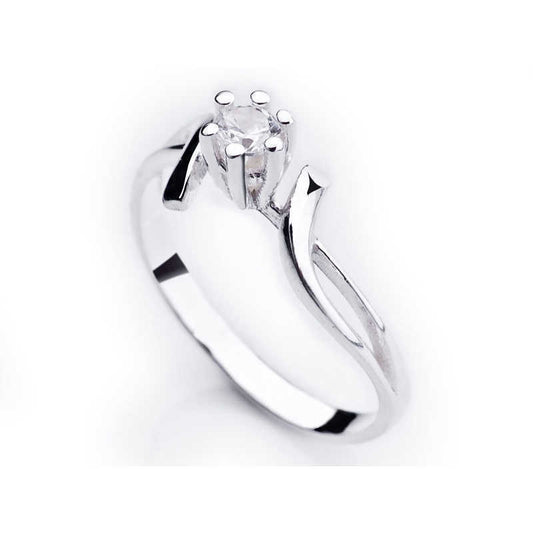 Single Stone Women's Silver Ring