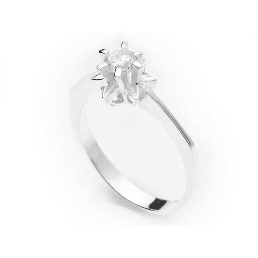 Single Stone Women's Silver Ring