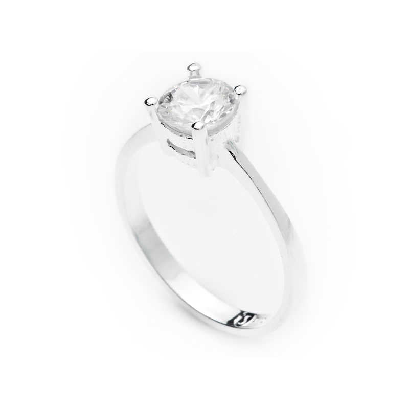 Single Stone Women's Silver Ring