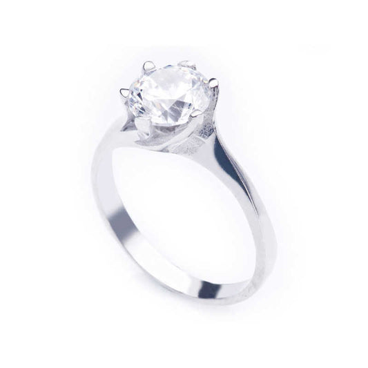 Single Stone Women's Silver Ring