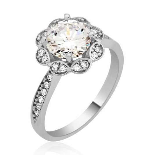 Single Stone Women's Silver Ring
