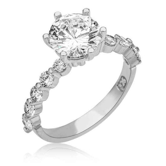 Single Stone Women's Silver Ring
