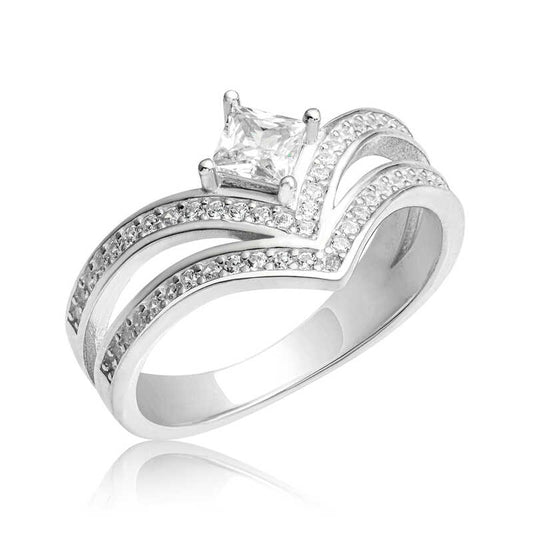 Single Stone Women's Silver Ring