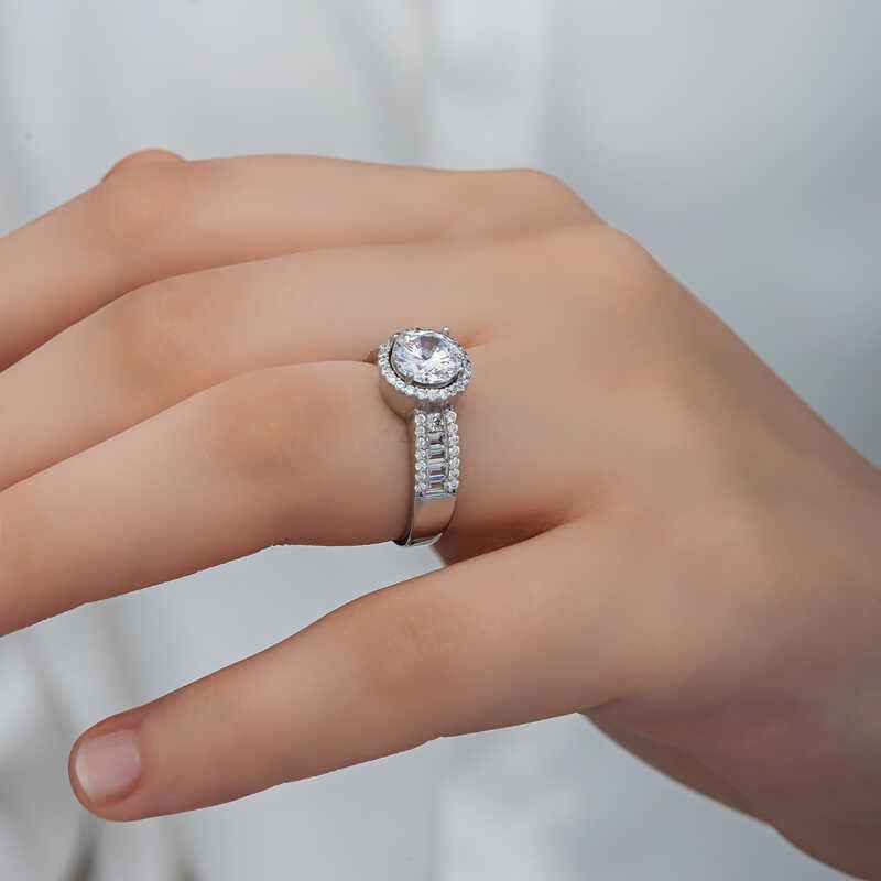 Single Stone Women's Silver Ring