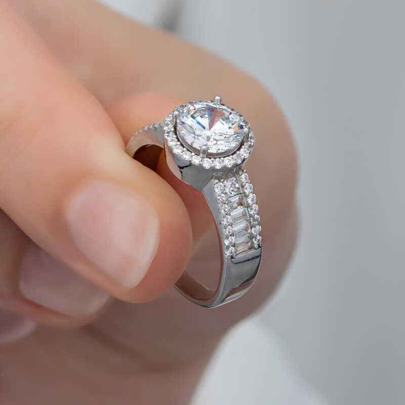 Single Stone Women's Silver Ring